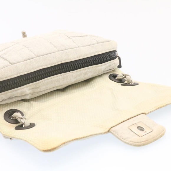 CHANEL Sports Line Choco Bar Double Chain Flap Shoulder Bag Gray CC Auth ai078A - Picture 9 of 10